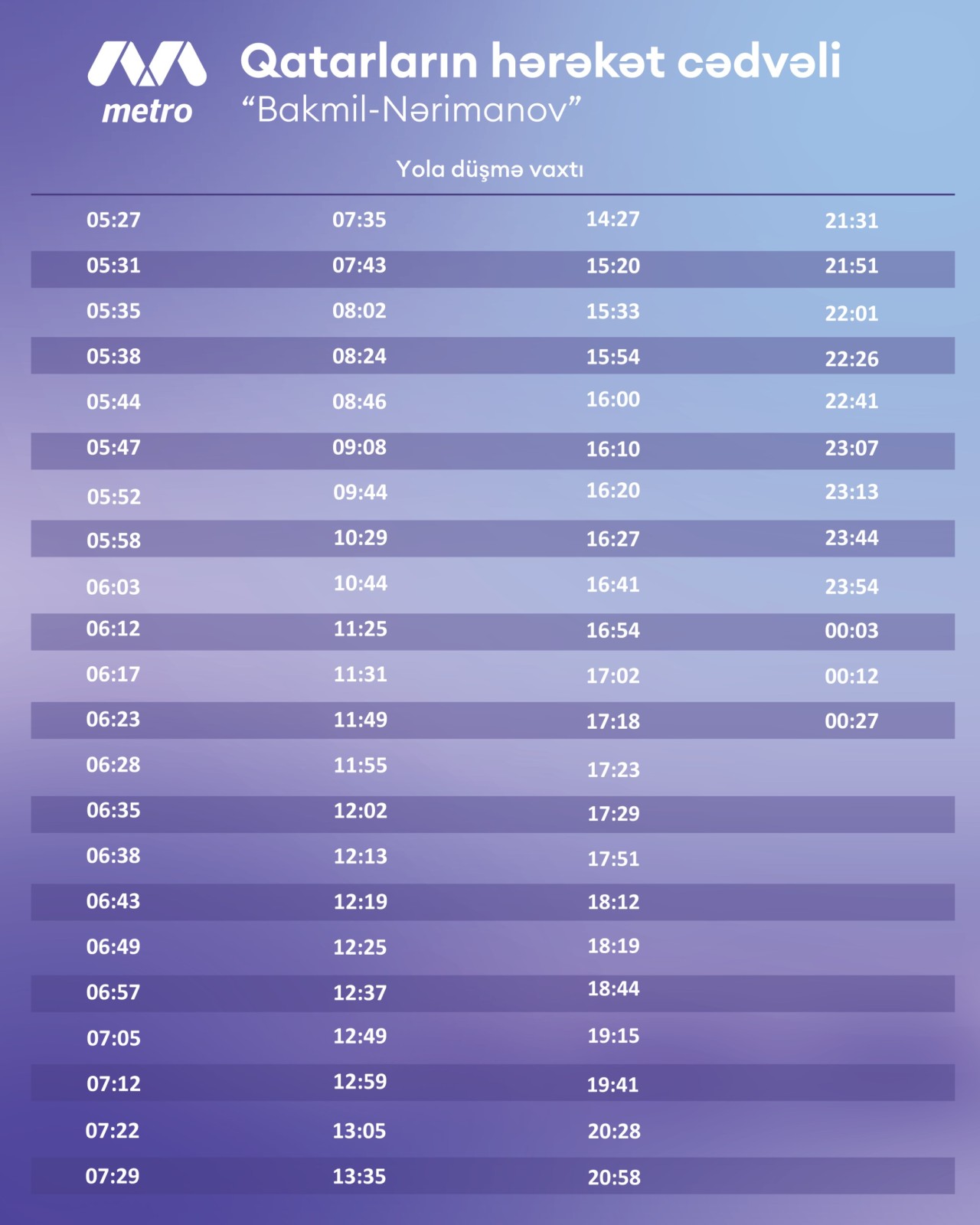 “Bakmil” istiqamətində və əksinə hərəkət edən sərnişinlərin nəzərinə! - Qrafik dəyişdi (FOTOLAR)
